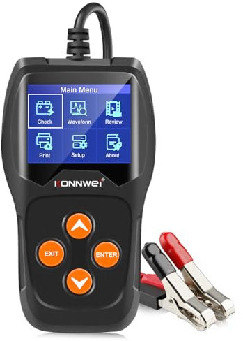 KONNWEI KW600 OBD2 Scanner and Professional 12V Car Battery Tester, 100-2000 CCA Graphic Voltage Monitoring Check, Battery Diagnostics, Alternator Status, 13 Languages, for Car/Marine/Motorcycle,