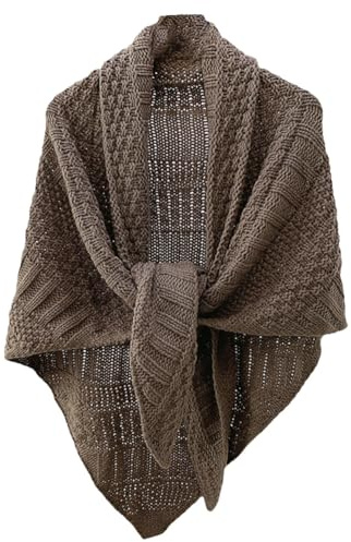 Women's Triangle Knotted Shawl Wraps Casual Knitted Sweater Scarf Retro Cardigan Cape Travel Stoles Shoulder Tops