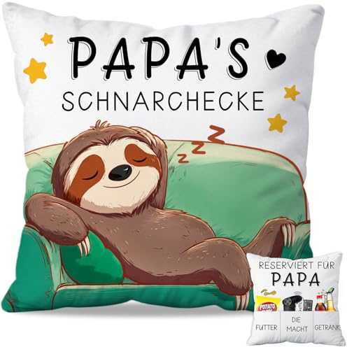 Bester Papa Geschenke - Männerkissen & Weiß Kissenfüllung 45x45, Geschenk Papa Geburtstag, Geschenke für Stiefpapa & Schwiegervater zum Geburtstag Vatertag Männertag Weihnacht Valentinstag