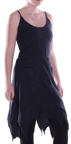 Vishes - Alternative Bekleidung - Zipfelkleid mit Trägern aus Baumwolle Elfenkleid schwarz 46-48