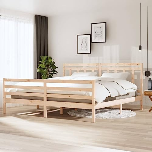 Qnhdfrt Massivholzbett 200x200 cm Bettgestell aus Kiefernholz mit Lattenrost Rustikales Design Robuste Stabilität für Schlafzimmer und Gästezimmer