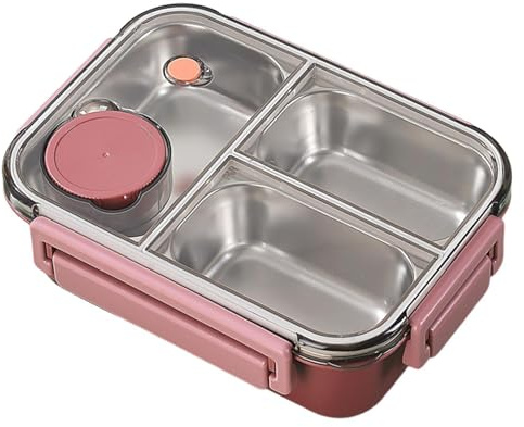 Lugrería acero inoxidable | Contenedores alimentos metal con tapas | Caja bocadillos aislados a prueba fugas con 3 compartimentos | Lonchera B-entos térmico gran capacidad para adultos y niños