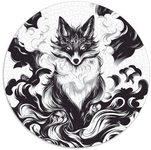 Fox Puzzle 1000 Teile Rund Fur Erwachsene Und Kinder BlumenHaustier Legespiel Geschicklichkeitsspiel Geschenk Fordernd Kleinkinder 1000pcs (67.5x67.5cm)
