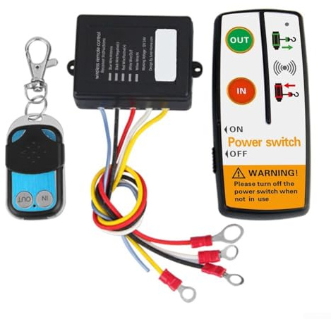 Kit de control remoto inalámbrico para ATV, SUV, camiones 9 24 V con receptor y baterías, compatible con la mayoría de cabrestantes de recuperación de Warn Ramsey Superwinch y más (CQ51-B05)
