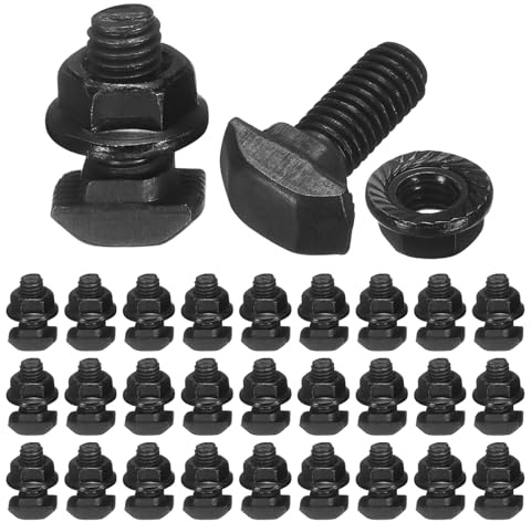 QUARKZMAN 30 Stück M5x12mm T-Nuten Einschraubschrauben Aus Kohlenstoffstahl Hammerkopfschrauben T-Form Gewindestift Gleitschrauben Mit M5 Sechskant Bundmutter Für Europäische Norm 20er