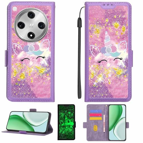 Kinetijy Coque Compatible pour Oppo Find X8 Coque Étui Housse Case Support [avec Film Protecteur HD d'une dureté de 9H] [Blocage RFID][Paillettes dorées + Brillantes] LPT-DJS