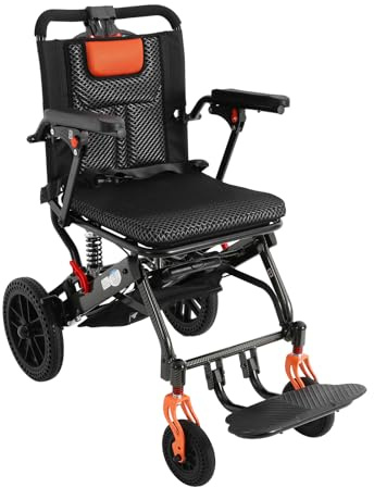 Schwarz Reisewagenstuhl, Klappbarer Tragbarer Rollstuhl mit Handbremse, Klappbarer Transportrollstuhl, Klapprollstuhl für Senioren 91 * 52 * 91cm