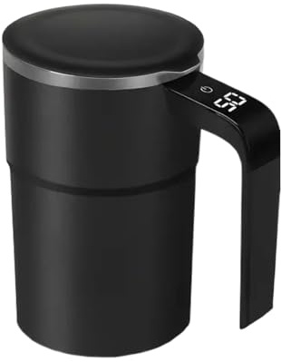 Taza con agitación automática: taza de café automática con pantalla de temperatura, mezcladora giratoria eléctrica portátil para cacao, licuadora de viaje inteligente recargable, botella de 12 oz