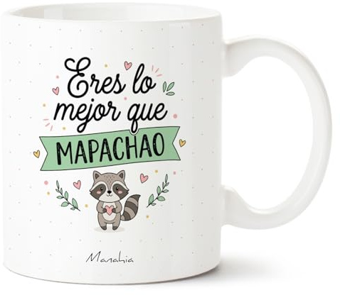 Manahia - Taza Mapache - Eres lo mejor que mapachao | Regalo Original Pareja, Novio, Novia, Amiga, San Valentín - Idea Sorpresa Aniversario, Amor | Caja Regalo Kraft