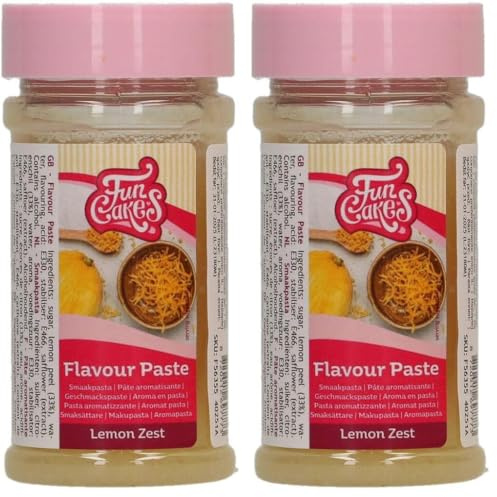 FunCakes Pasta Aromatizzante Zeste di Limone: Aroma Alimentare, Gusto Intenso, Ottima per Decorare Torte, Ottimale per Impasti e Farciture, 100 g (Confezione da 2)