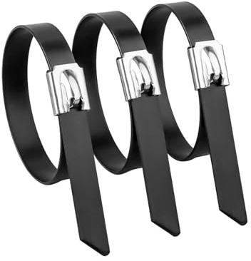 Bridas de acero inoxidable de alta resistencia, Bridas metálicas de acero inoxidable, color negro, 7,9x100-500 mm, autoblocantes(7.9x500mm,50 pcs)