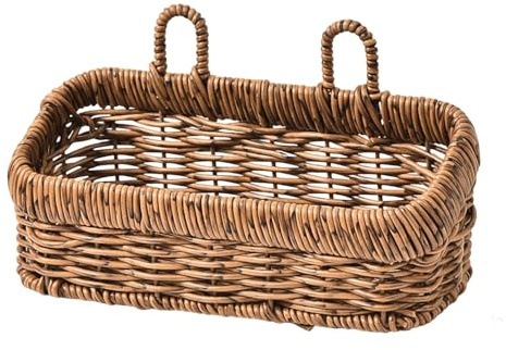MagiDeal Kitchen Storage Basket Organizer Home Decor Multifunctional Wall Hanging Basket Container Faux Wicker Basket for Farmhouse Ginger Garlic Kitchen, S