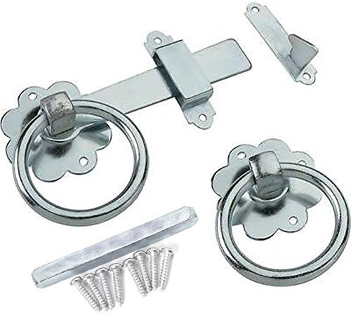 Galvanised Gate Ring Latch Handle & Fixings - Heavy Duty Garden Fence/Door Lock