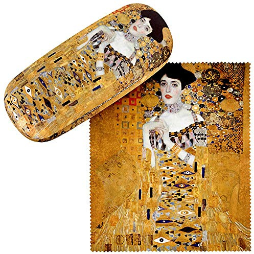 VON LILIENFELD Étui Lunettes Boîte Robuste Cadeau Étui Lunettes de Soleil Chiffon de Nettoyage Art Gustav Klimt : Adele