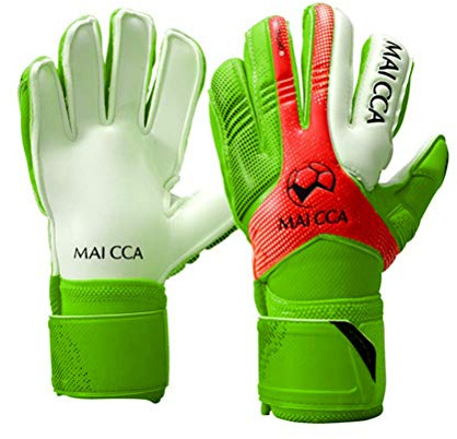Wrzbest Guantes de portero profesionales para niños y jóvenes, guantes de portero de fútbol americano con fuerte agarre y protección de la columna vertebral de los dedos (verde, 6)