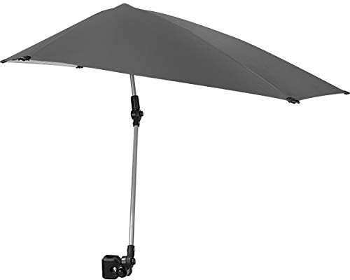 Sport-Brella Versa-Brella Verstellbarer Regenschirm, verstellbare Klemme, 360 Grad 4-Wege schwenkbar & UPF 50+ Futter für Stühle, leicht & einfach aufzustellen, Grau, 42/ 107cm