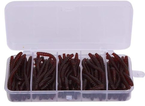 Packung mit 100 Stück 6 cm Silikon Soft Fishing Wurmköder, Lebensechte Angelköder Wurm Angelköder Kit