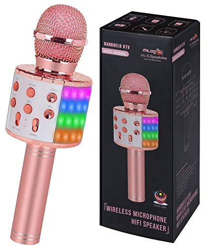 Bluetooth Karaoke Microphone Wireless: Karaoke Mic with Led Lights for Adults Kids Singing - Perfect Toys for Girls Birthday Gifts