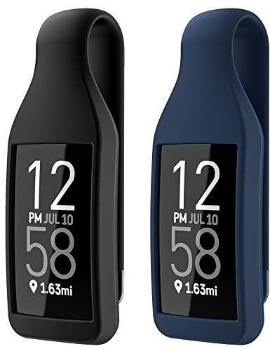 EEweca - Set of 2 Clip Holder for Fitbit Charge 3/4 (Silicone), Black and Blue