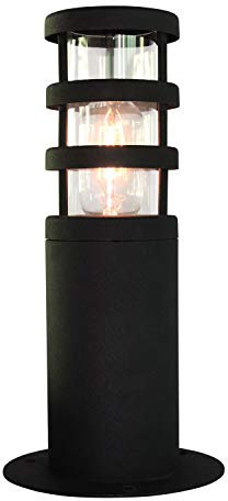 Licht-Erlebnisse Wegeleuchte Edelstahl Glas Schwarz IP44 E27 Nordic Design 304er rostfrei 30 cm Weg Eingang Garten Gartenlampe Außenleuchte Pollerleuchte außen