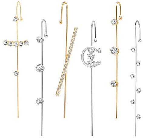 Boucles d'oreilles en forme de chenille pour femme, boucles d'oreilles hélix, boucles d'oreilles en strass, bijoux tendance pour femmes 2024