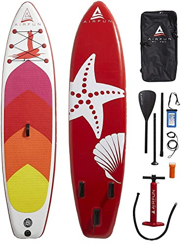 SENA AIRFUN SUP Paddleboard aufblasbar, 305x76x15cm | 10.0' | Traglast 150 kg | Komplett-Set Stand UP Paddle Board, iSUP Paddling Paddelboard rot