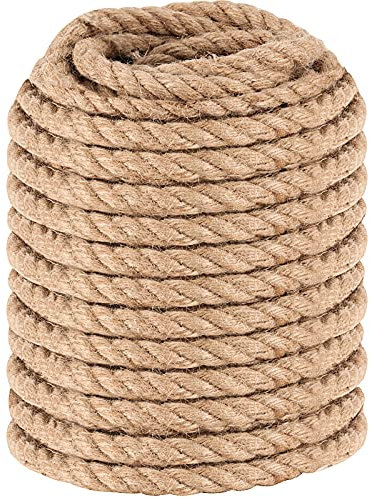 JOIKIT Natürliches Juteseil, 12 mm dick, gedreht, Manila-Seil für Handwerk, Gartenarbeit, Bündelung, Heimdekoration, 12 mm dick