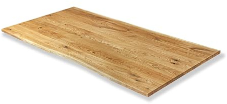 LUMBERLAND Tischplatte Schreibtischplatte 160 x 80 cm - 100% Massivholz Eiche rustikal - original Baumkante - Geölt