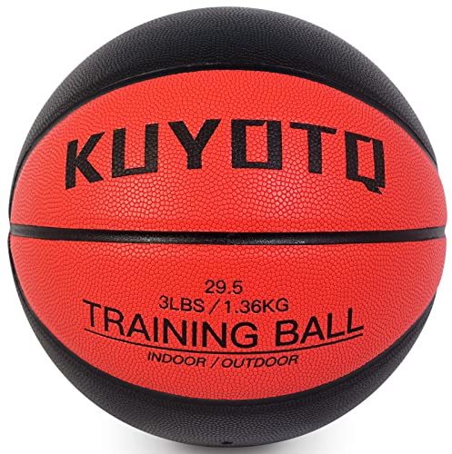KUYOTQ 3lbs Weighted Heavy Basketball Training Equipment Size 7 29.5 Composite Leather Outdoor Men Women Youth Basketball Improving Ball Handling Dribbling Passing Skill(Deflated)