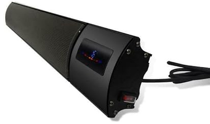 UKEW 1800W Infrared Bar Heater Wall Mounted | Black Electric Heater with Remote & Digital Display | IP44 Rated Outdoor & Indoor Infrared Panel Heating – Energy Efficient IR Comfort Heat Technology
