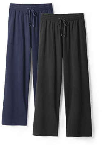 DAVID ARCHY Men's Comfy Jersey Cotton Knit Check Flannel Woven Pajama Lounge Sleep Pant 2 Pack