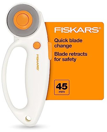 Fiskars 45 mm Schnellwechsel-Rollschneider für Stoff – Stahl-Rollschneiderklinge – Bastelbedarf – Handwerk, Nähen und Quilt-Projekte – Weiß