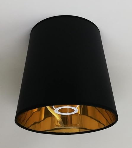 Schwarzer Lampenschirm mit Goldfutter, Kegelform, für Tischlampe, Stehlampe, handgefertigtes Produkt (Schwarz, 25x20x25)