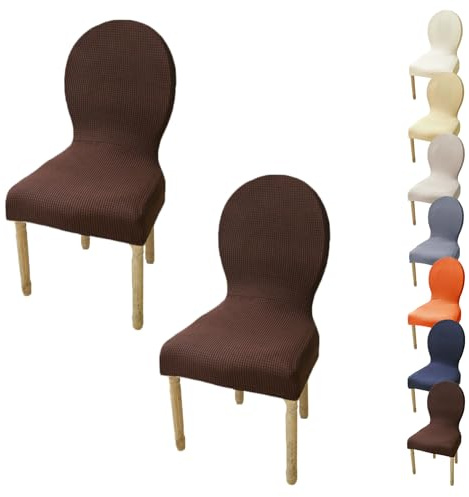 KCCRHIN Funda Silla De Comedor Pack 6/4/2 Cubierta De Silla con Respaldo Redondo Fundas Sillas Boda Respaldo Alto Fundas para Sillas Ajustables Elásticas De Comedor Boda Cocina,G 2pcs