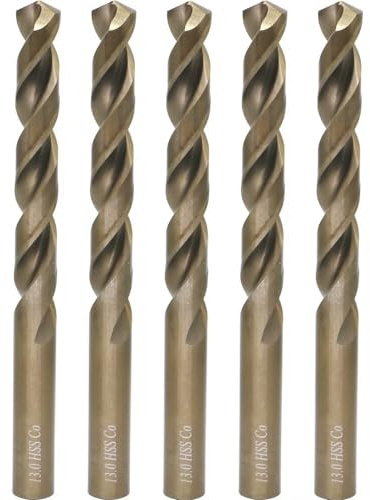 Set di Punteruoli per Trapano M35 al Cobalto, 13 mm, 5 pezzi, per Metalli Duri come Acciaio Inossidabile, Ghisa, Eccezionale Resistenza al Calore, Metrico 5% Cobalto M35, Grado HSS-CO, Design a Gambo
