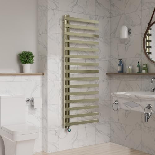 Warmehaus Minimalist Electric Thermostatic Bathroom Heated Towel Rail Radiator 1600x600mm 800W Brushed Brass