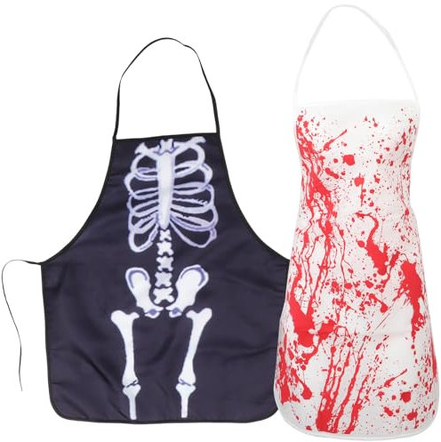 MAGICLULU 2St halloween schürze halloween kostüm Party Schürze malschürze erwachsene halloween klamotten bilden Grillschürze für Männer Druckschürze Kochschürze lustig Requisiten Partybedarf