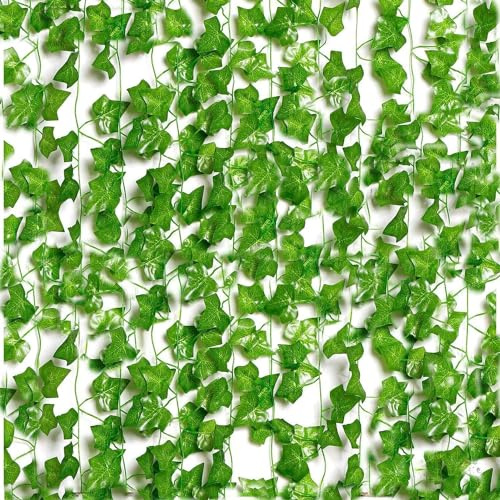 Artificial Ivy, Fake Vines, Ivy Garlands Artificial, Hanging Vine, Bedroom Decor (231ft - Pack of 30), Fake Ivy, Fence Screening, Vines, Green Leaves Fake Plants for Wedding Home Decoration Room Decor