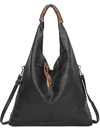 OBC XXL Damen Tasche Shopper Schultertasche Hobo Bag Reisetasche Handtasche Umhängetasche Freizeittasche Beuteltasche Weekender Leder Optik Schwarz