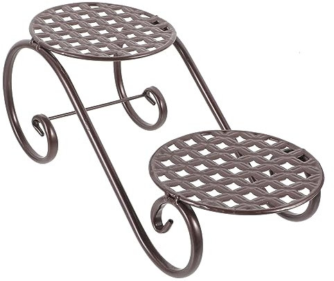 POPETPOP Soporte Metálico para Macetas De Interior y Escritorio, Soporte De Exhibición De Plantas Pequeño, Multi-Nivel, Color Bronce Antiguo, Adecuado para Sala, Dormitorio y Balcón