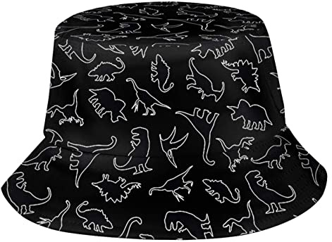 kljzzr Fischerhut mit Cartoon-Dinosaurier-Motiv für Damen, lustiger Dino-Druck, Sonnenhut, Strandhut, atmungsaktiv, verstaubar, für Outdoor, Reisen, Angeln