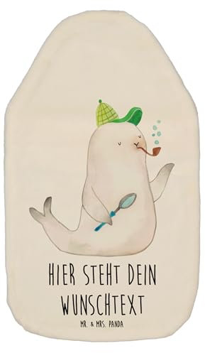 Mr. & Mrs. Panda Personalisierte Wärmflasche Robbe Sherlock - Personalisierte Geschenke, Tiere, lustige Sprüche, Personalisierte Wärmflasche mit