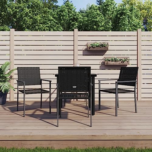Homgoday Gartenmöbel-Set, 5-teilig, Polyrattan und Stahl, Stuhl, Stuhl, Sessel, Tisch, Küche, Outdoor, Terrasse, Terrasse, Balkon, Möbel Typ 2 Garten-Sets