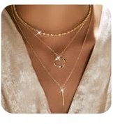 Kenivira 3Pcs Halskette Damen Gold Kette Geschichtet Stackable Stacked Choker Halsketten Zierliche Kette Halskette Set Bar/Kreis/Münze Anhänger Halskette für Frauen Mädchen