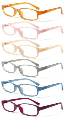 COJWIS 6 pack Lesebrille Blaulichtfilter Brille für Damen und Herren Federscharnier Lesehilfe Blendfreie UV Brille (6 Farbe Mischen-8, 1.5)