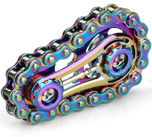 Bike Chain Gear Fidget Spinner Toy for Stress Relief, Metal Sprocket Chain Hand Spinner for Kids Adults, Kinetic Desk Toy Novelty Hand Finger Spinner for Anti-anxiety, Cool Toy Gift for Man Boy