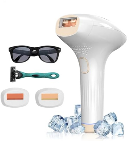 Portable IPL Hair Removal Device with Ice Cooling, Painless Permanent Laser Hair Removal Faster Salon Quality Result for Face, Bikini Line, Body, Legs, Arms, at Home IPL