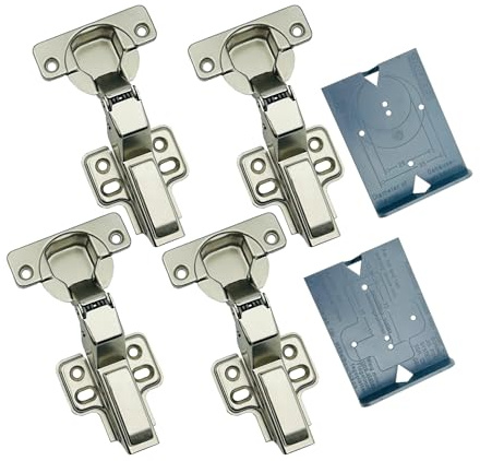 GEFONG 105 Grad Innenanschlag Soft Close Hydraulische Scharniere 35 mm mit Stoßdämpfer Dämpfung Stummes Scharnier für Garderobe Kleiderschrank Tür Küchenschranktür 4 Stück