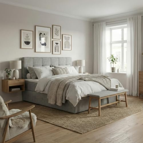 Imebel Boxspringbett Holly 180x200 cm mit Bonnell-Matratze H3 und 3 cm Topper – 2 Bettkästen – Samt Velours Polsterbett mit gestepptem Kopfteil – Doppelbett mit Stauraum
