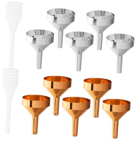 FRCOLOR Set di 12 Mini Imbuti in Alluminio e Plastico, Leggeri e Versatili, per Riempire Flaconi Piccoli, Laboratorio e Cucina